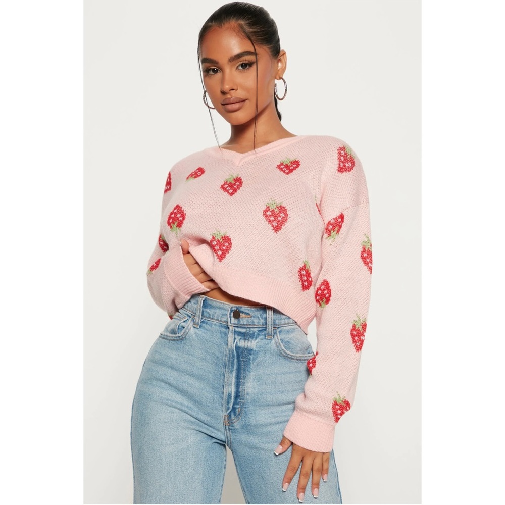 Strawberry Cropped Sweater